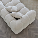 Tribeca Sofa with soft Boucle Fabric in Oatmeal colour.