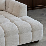 Tribeca Sofa with soft Boucle Fabric in Oatmeal colour.