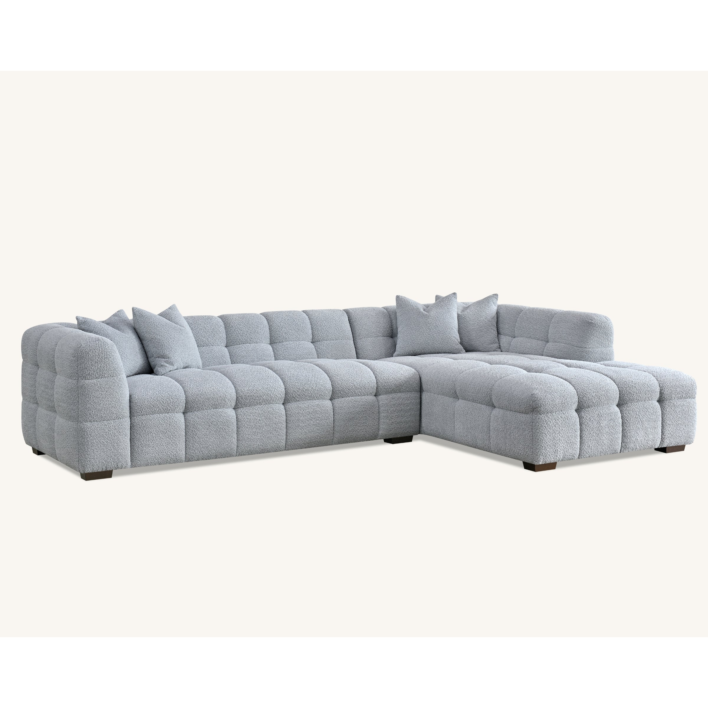 Tribeca Sofa with soft Boucle Fabric in Pearl colour.
