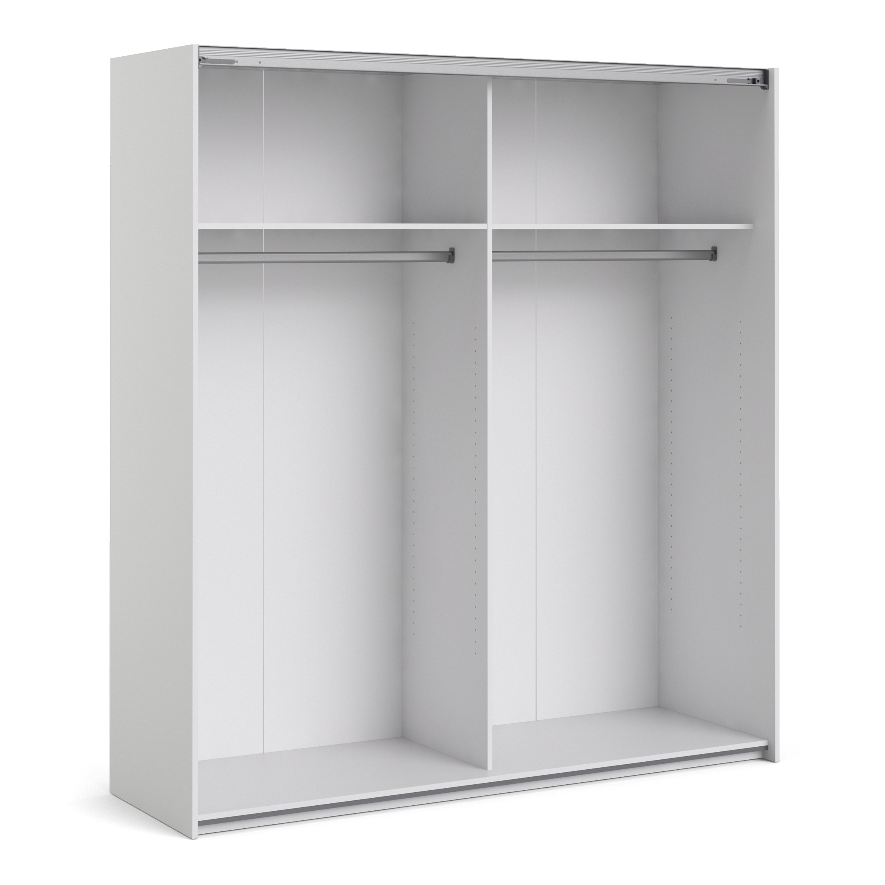 Verona Sliding Wardrobe 180cm White with White Doors 2or5 Shelves