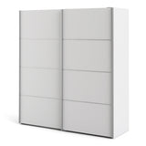 Verona Sliding Wardrobe 180cm White with White Doors 2or5 Shelves