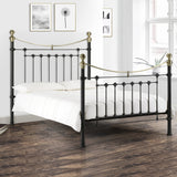 Victoria Powder Coated Steel Bed-Satin Black & Brass