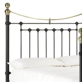 Victoria Powder Coated Steel Bed-Satin Black & Brass