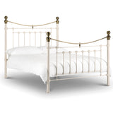 Victoria Powder Coated Steel Bed-Stone White & Brass