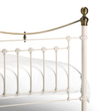 Victoria Powder Coated Steel Bed-Stone White & Brass