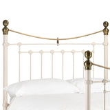 Victoria Powder Coated Steel Bed-Stone White & Brass