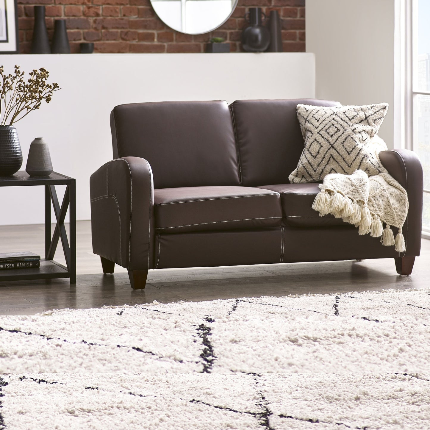 Vivo 2 Seater Sofa Chestnut Faux Leather