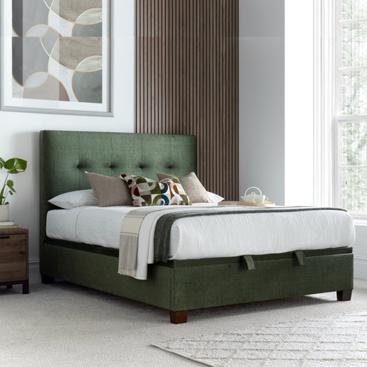 Walkworth Ottoman Vogue Green(Winter Moss) Velvet Bed