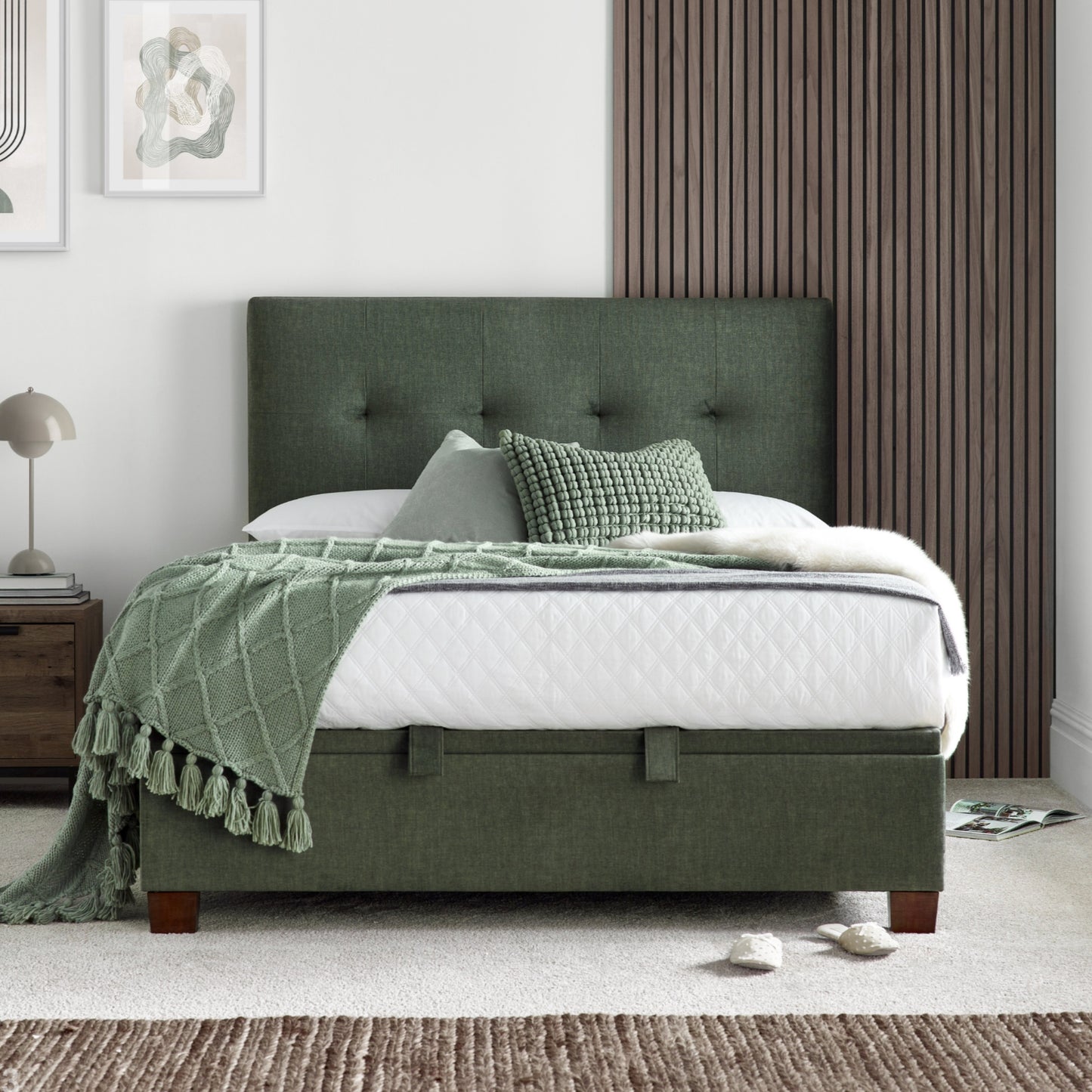 Walkworth Ottoman Vogue Green(Winter Moss) Velvet Bed