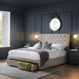 Wilton Deep Buttoned 4 Drawer Bed - Grey