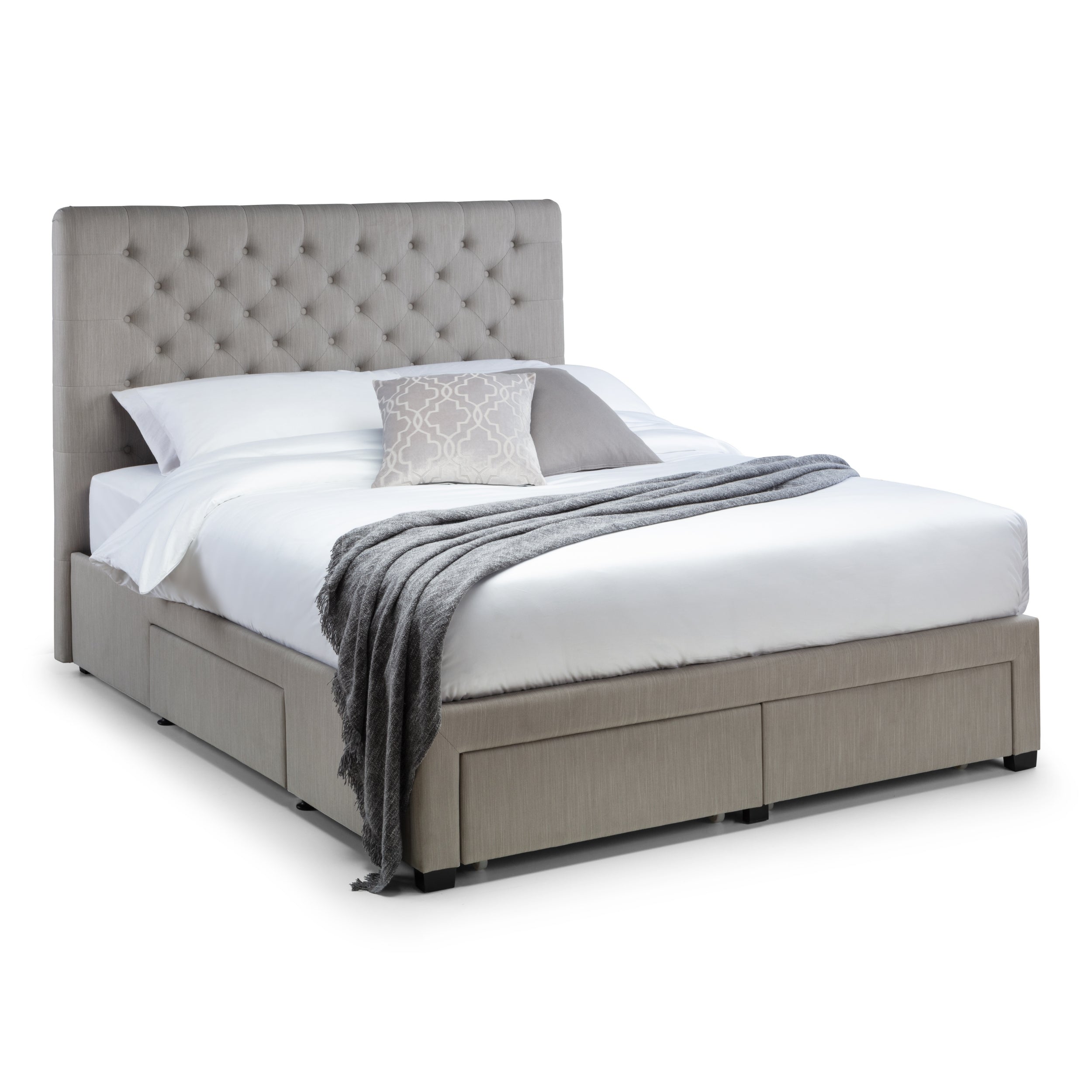 Wilton Deep Buttoned 4 Drawer Bed - Grey
