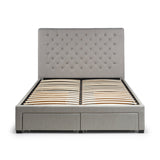 Wilton Deep Buttoned 4 Drawer Bed - Grey