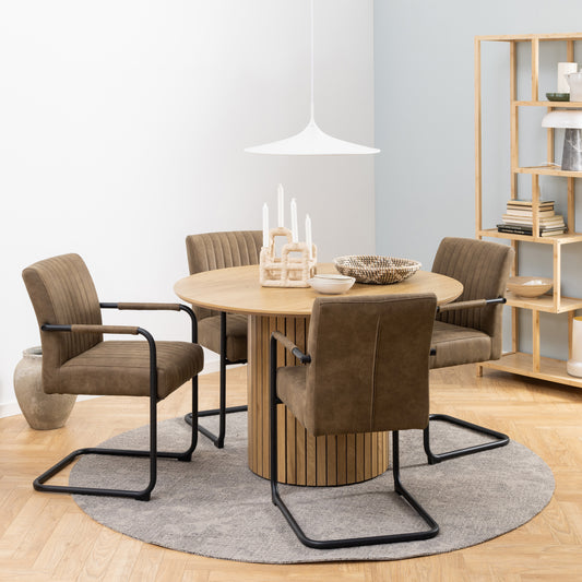 Yale Dining Table Oak & Adele Dining Chair Light Brown(4 Chairs)