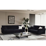 Albany Sofa Set in Soft Boucle fabric in Black colour with Silver fleck