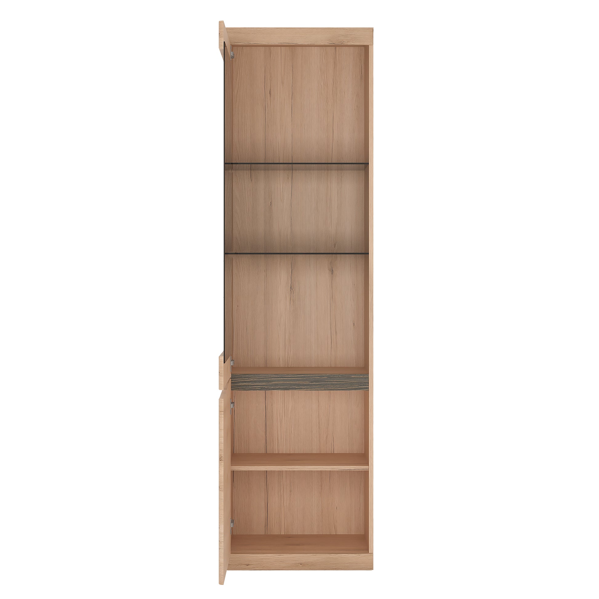 Kensington Grained Oak Tall Narrow 2  Door &/or Wide 3 Door Glazed Display Cabinet Contemporary Finish (Copy) - FURNITURE CURLS