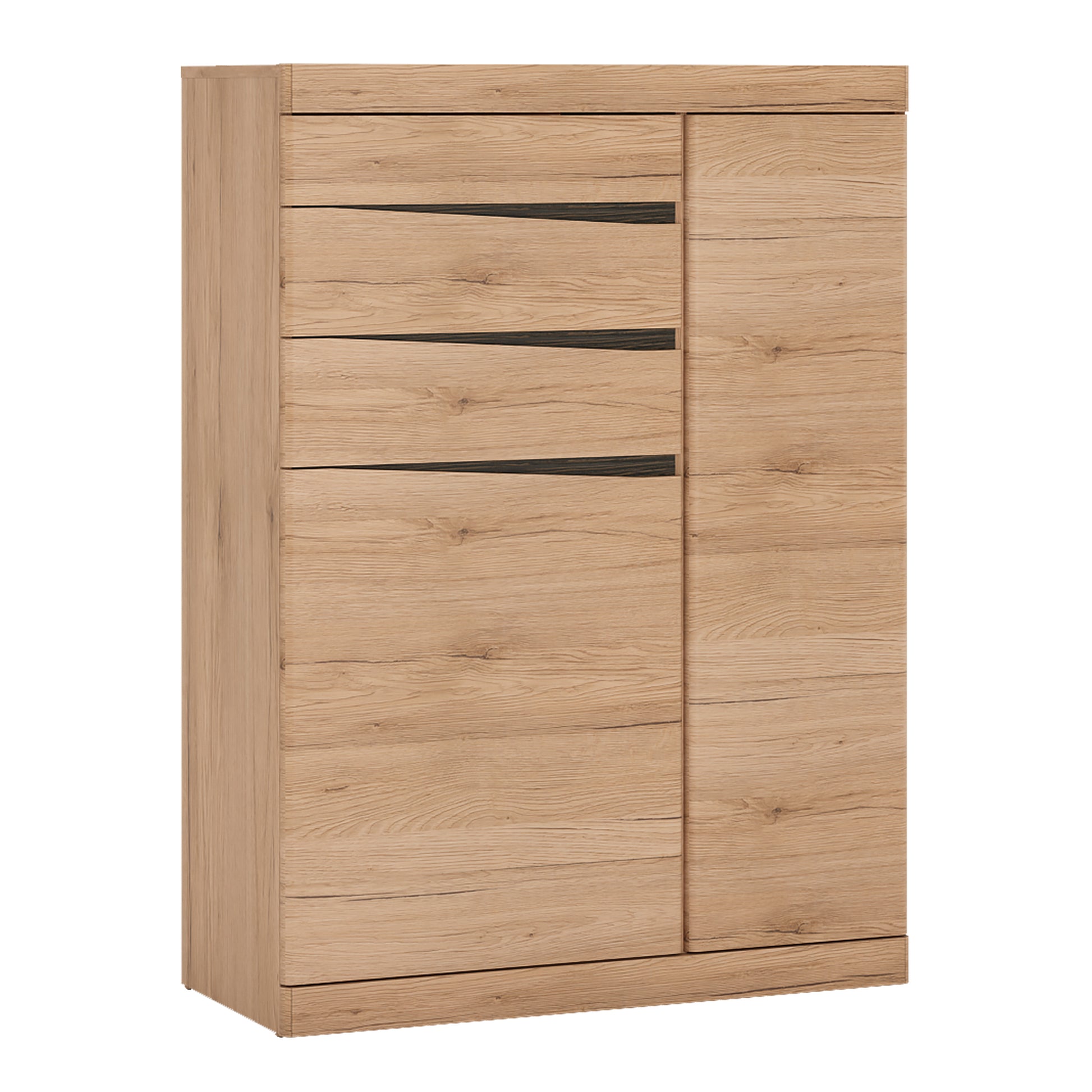 Kensington Grained Oak 2Door 3Drawer Cabinet Contemporary Finish - FURNITURE CURLS