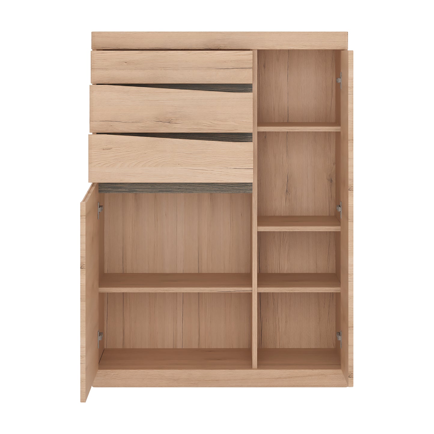 Kensington Grained Oak 2Door 3Drawer Cabinet Contemporary Finish - FURNITURE CURLS