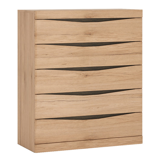 Kensington 5 Or 4+4 Chest Drawers Grained Oak Contemporary Finish