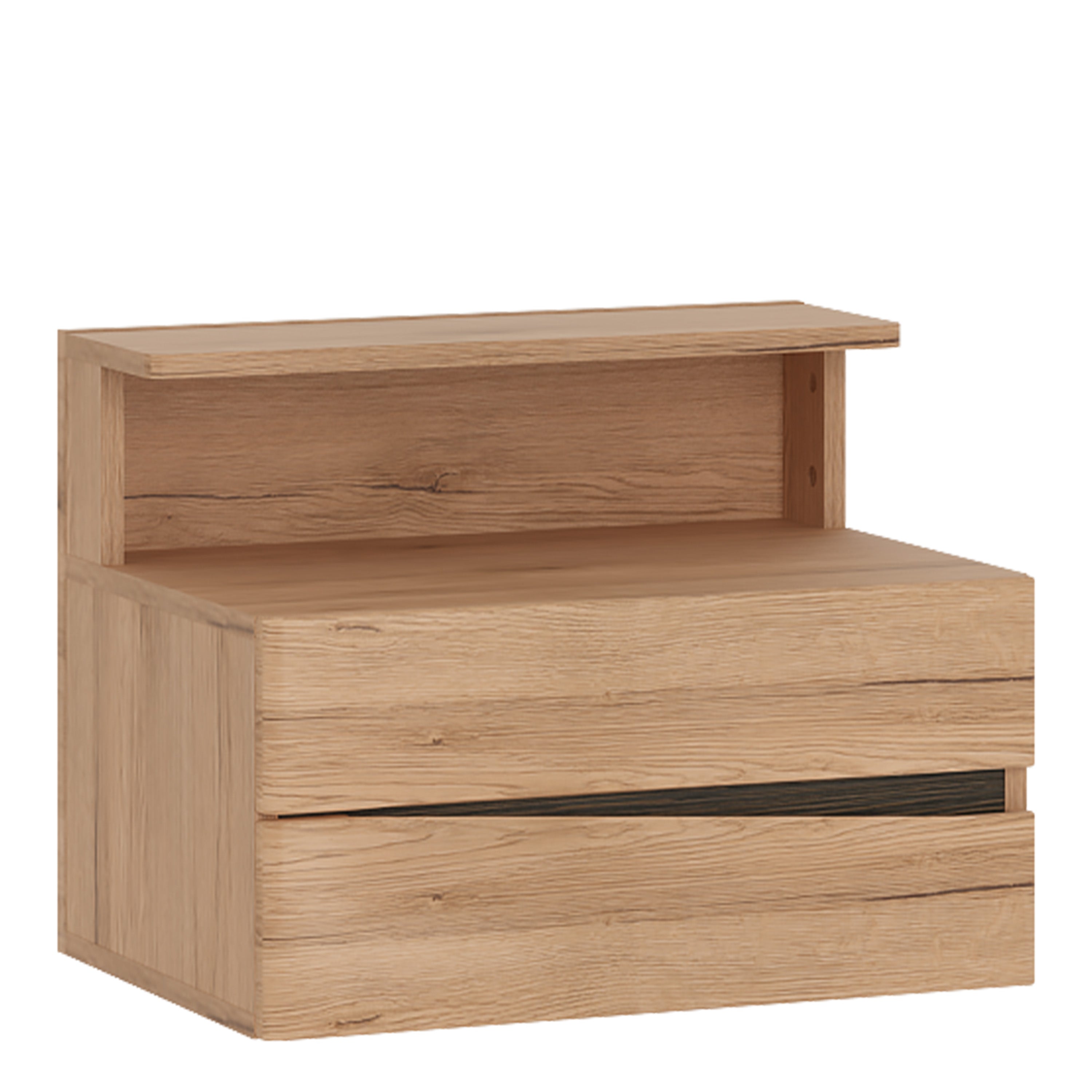 Kensington Grained Oak Bedside Cabinet Drawers -left Or Right Contemporary Finish With Wall Fixing - FURNITURE CURLS