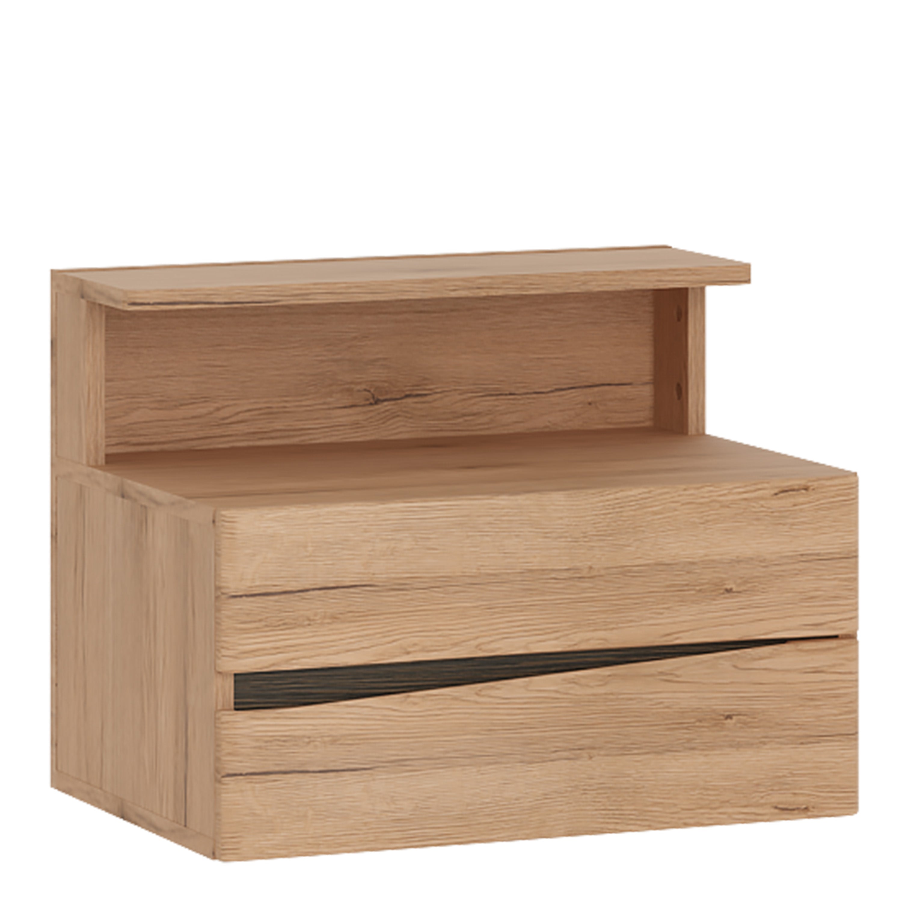 Kensington Grained Oak Bedside Cabinet Drawers -left Or Right Contemporary Finish With Wall Fixing - FURNITURE CURLS