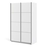 Verona Sliding Wardrobe 120cm White with White Doors 2or5 Shelves - FURNITURE CURLS
