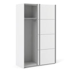 Verona Sliding Wardrobe 120cm White with White Doors 2or5 Shelves - FURNITURE CURLS
