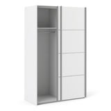 Verona Sliding Wardrobe 120cm White with White Doors 2or5 Shelves - FURNITURE CURLS
