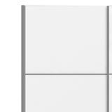 Verona Sliding Wardrobe 120cm White with White Doors 2or5 Shelves - FURNITURE CURLS