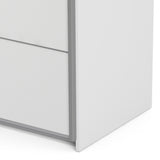 Verona Sliding Wardrobe 120cm White with White Doors 2or5 Shelves - FURNITURE CURLS