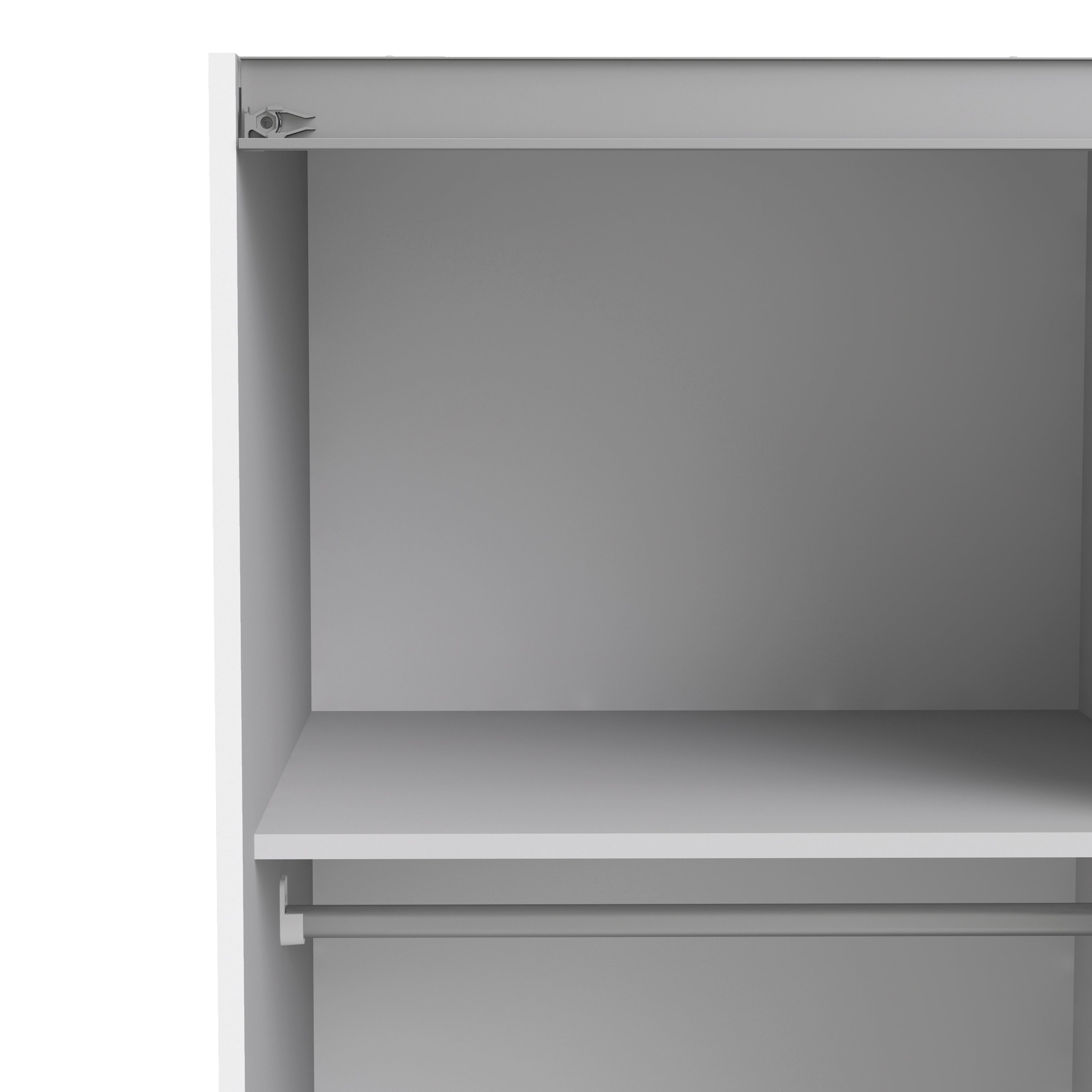 Verona Sliding Wardrobe 120cm White with White Doors 2or5 Shelves - FURNITURE CURLS