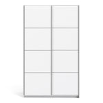 Verona Sliding Wardrobe 120cm White with White Doors 2or5 Shelves - FURNITURE CURLS