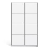 Verona Sliding Wardrobe 120cm White with White Doors 2or5 Shelves - FURNITURE CURLS