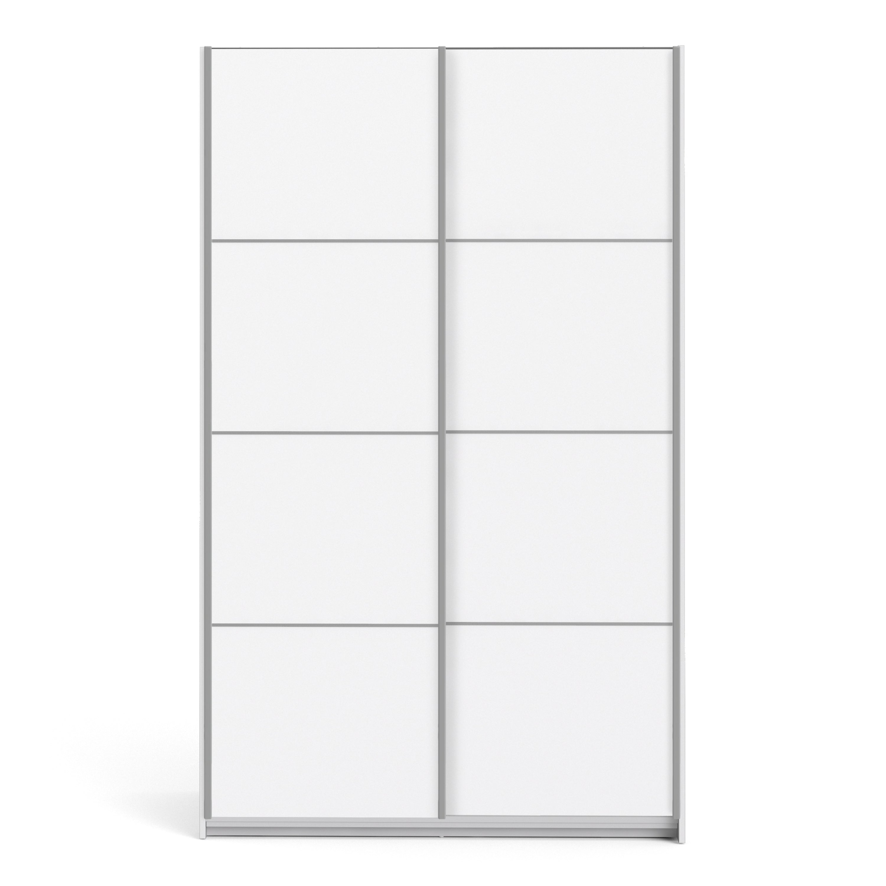 Verona Sliding Wardrobe 120cm White with White Doors 2or5 Shelves - FURNITURE CURLS
