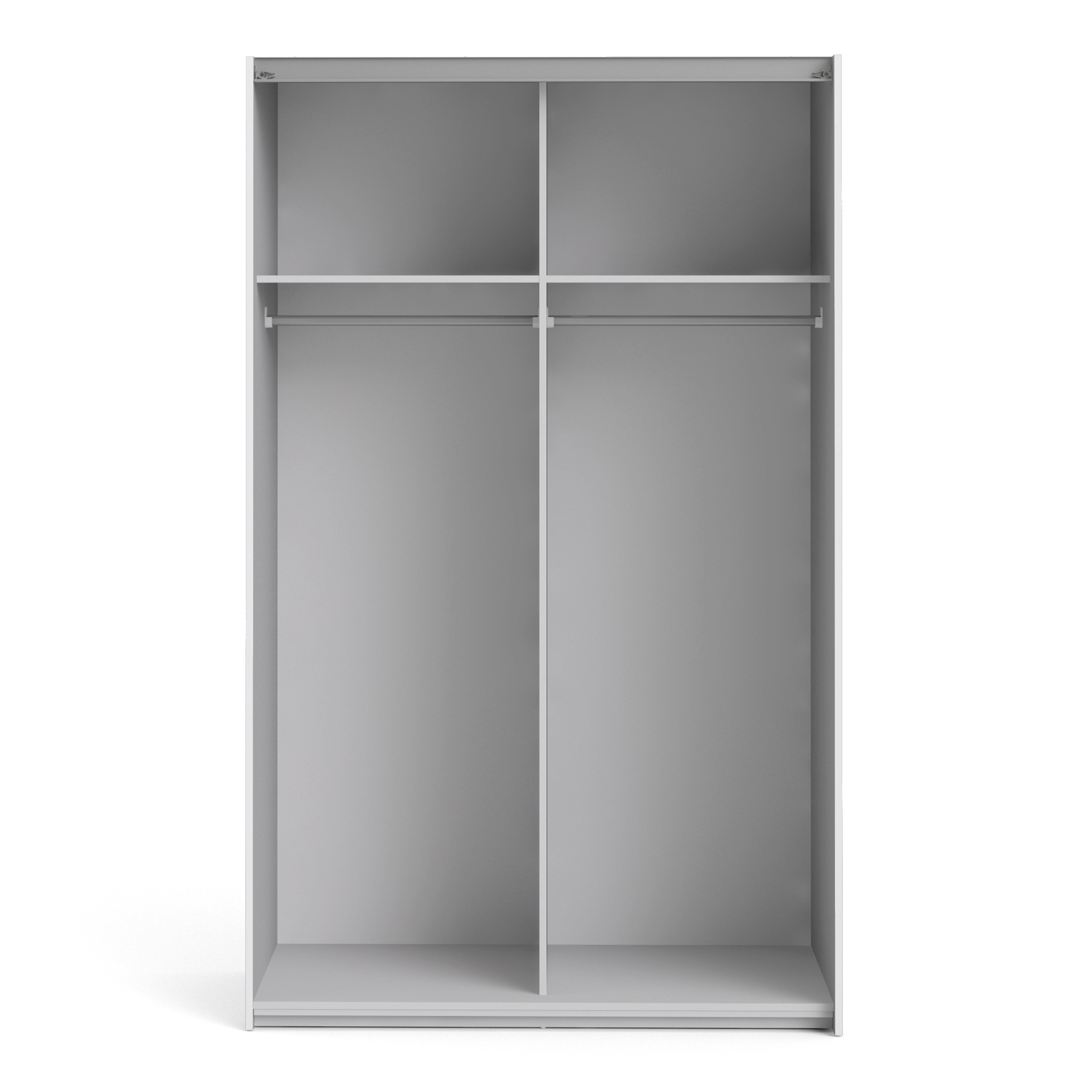 Verona Sliding Wardrobe 120cm White with White Doors 2or5 Shelves - FURNITURE CURLS