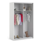Verona Sliding Wardrobe 120cm White with White Doors 2or5 Shelves - FURNITURE CURLS