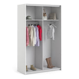 Verona Sliding Wardrobe 120cm White with White Doors 2or5 Shelves - FURNITURE CURLS