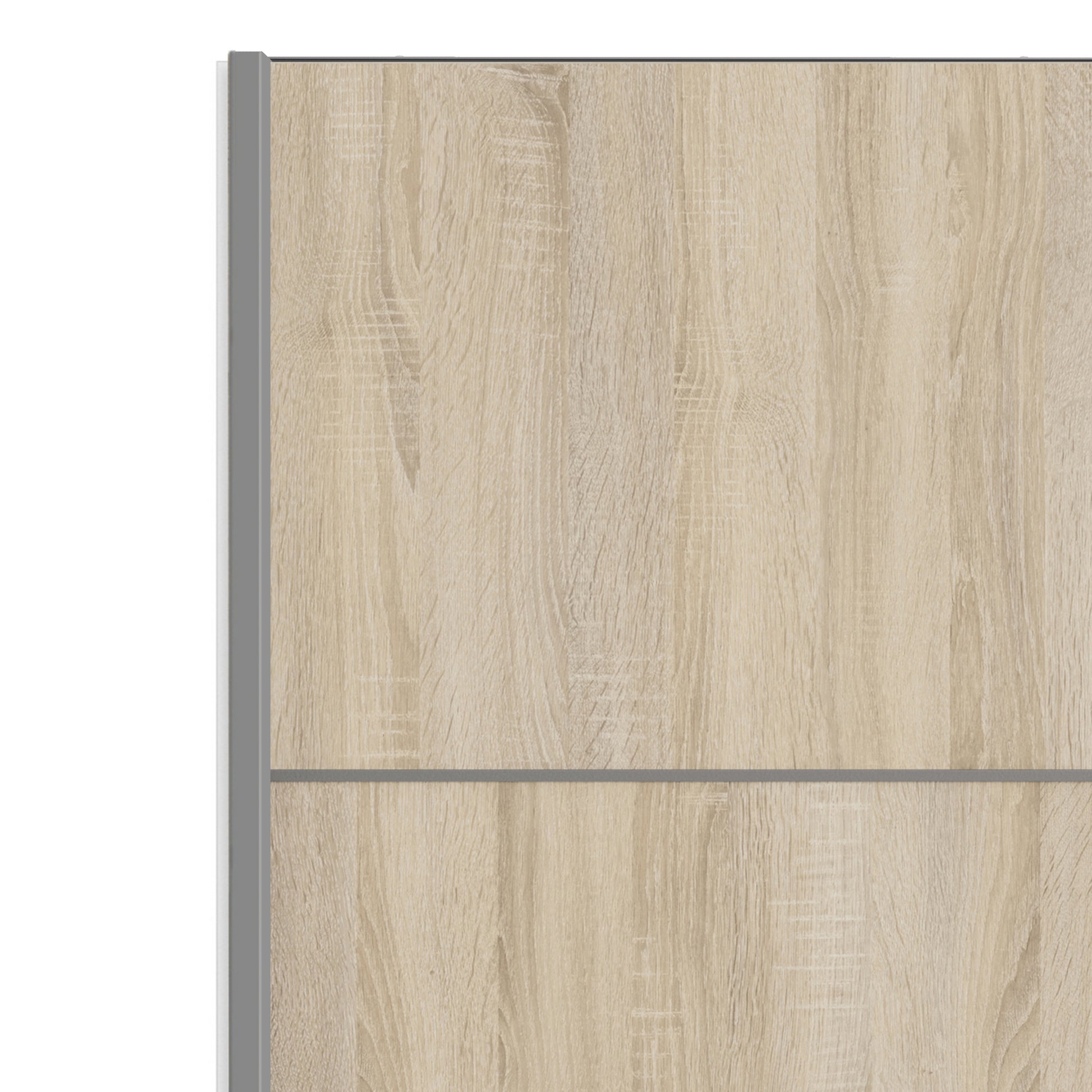 Verona Sliding Wardrobe 120cm White with Oak Doors 2Shelves Or 5Shelves - FURNITURE CURLS