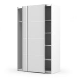Verona Sliding Wardrobe 120cm White with White Doors 2or5 Shelves - FURNITURE CURLS
