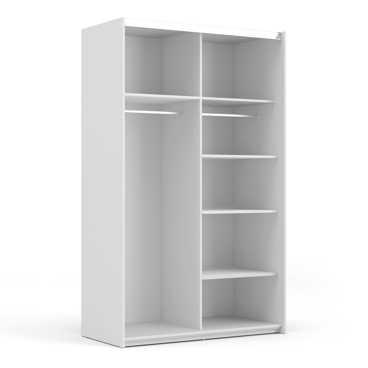 Verona Sliding Wardrobe 120cm White with Oak Doors 2Shelves Or 5Shelves - FURNITURE CURLS