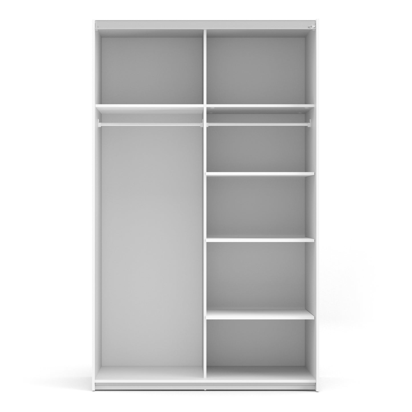 Verona Sliding Wardrobe 120cm White with Oak Doors 2Shelves Or 5Shelves - FURNITURE CURLS