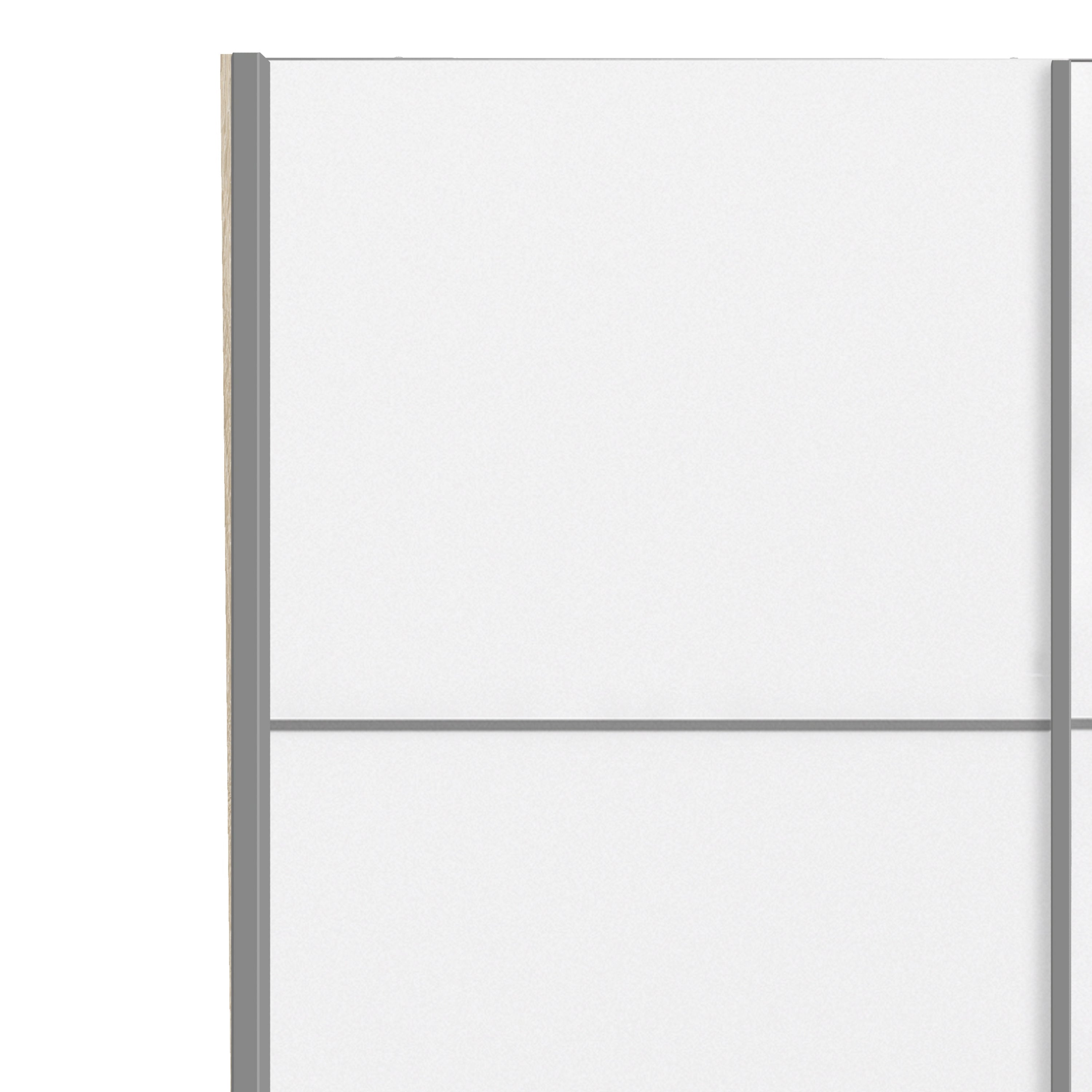 Verona Sliding Wardrobe 120cm Oak with White Doors 2Shelves Or 5Shelves - FURNITURE CURLS