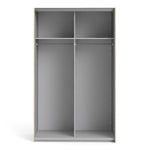 Verona Sliding Wardrobe 120cm Oak with White Doors 2Shelves Or 5Shelves - FURNITURE CURLS