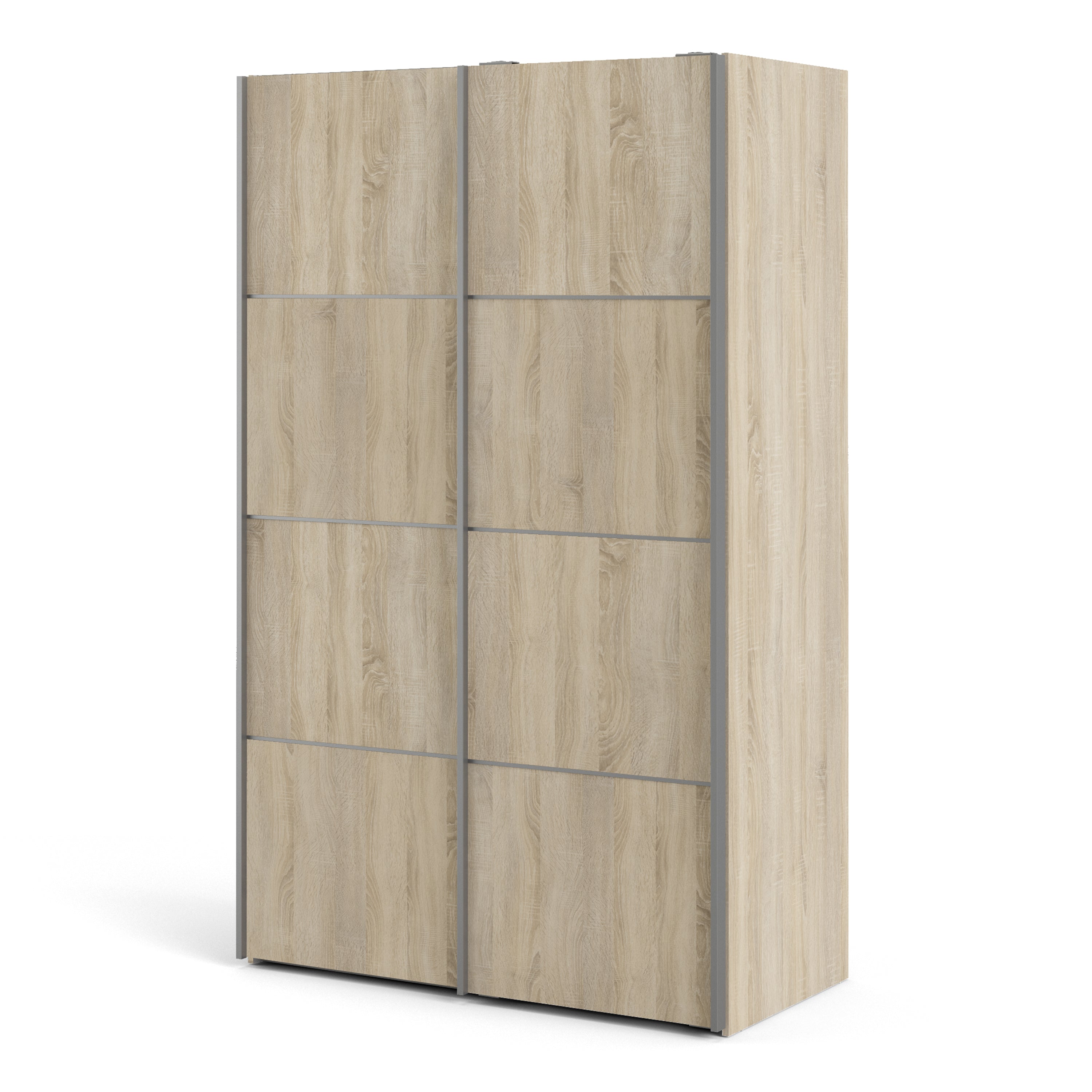 Verona Sliding Wardrobe 120cm Oak with Oak Doors 2Shelves Or 5Shelves - FURNITURE CURLS