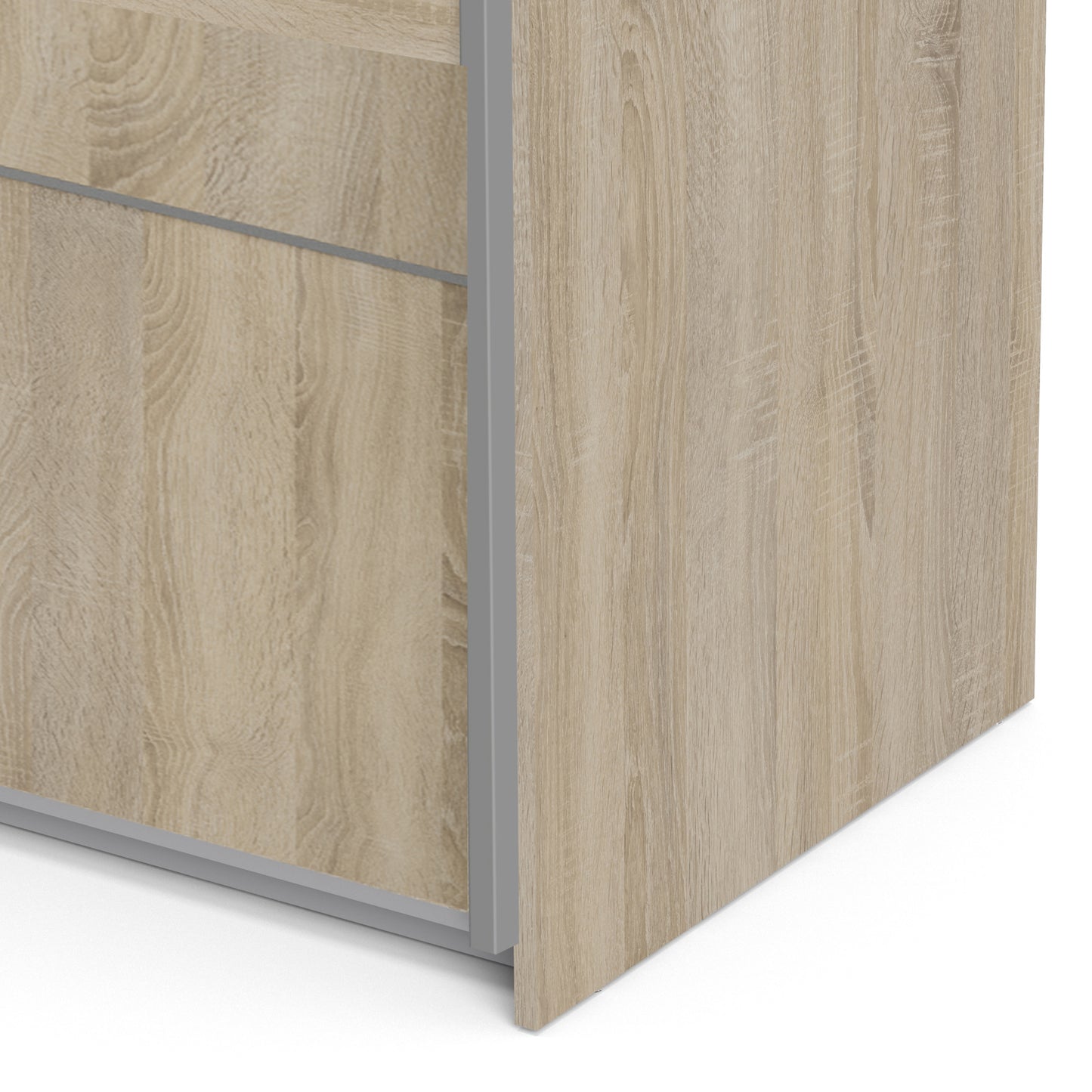 Verona Sliding Wardrobe 120cm Oak with Oak Doors 2Shelves Or 5Shelves - FURNITURE CURLS