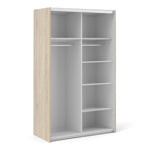 Verona Sliding Wardrobe 120cm Oak with White Doors 2Shelves Or 5Shelves - FURNITURE CURLS