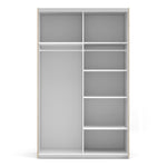 Verona Sliding Wardrobe 120cm Oak with White Doors 2Shelves Or 5Shelves - FURNITURE CURLS