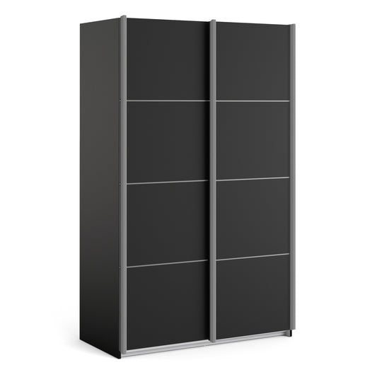 Verona Sliding Wardrobe 120cm Matt Black + Matt Black Door 2or5 Shelves - FURNITURE CURLS