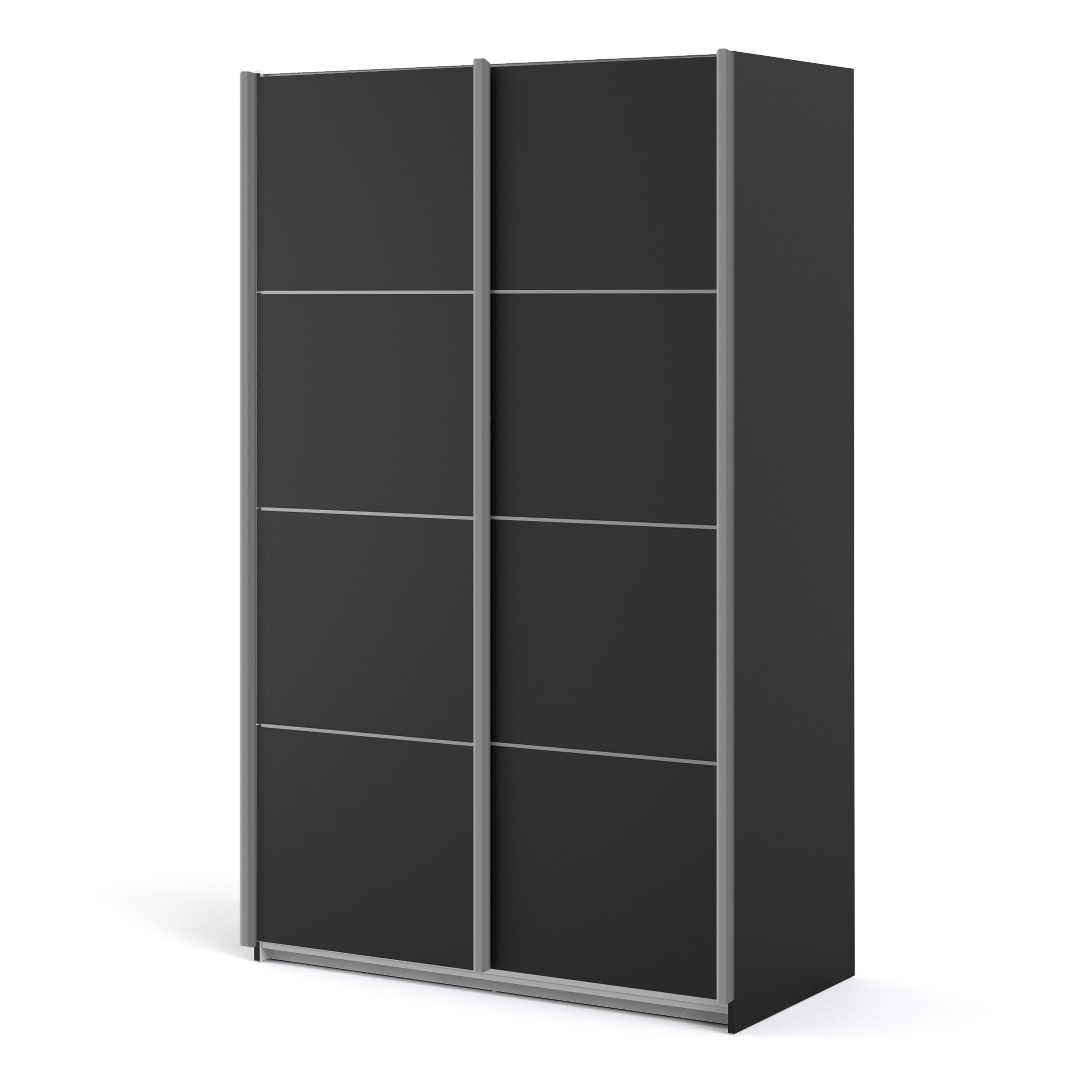 Verona Sliding Wardrobe 120cm Matt Black + Matt Black Door 2or5 Shelves - FURNITURE CURLS