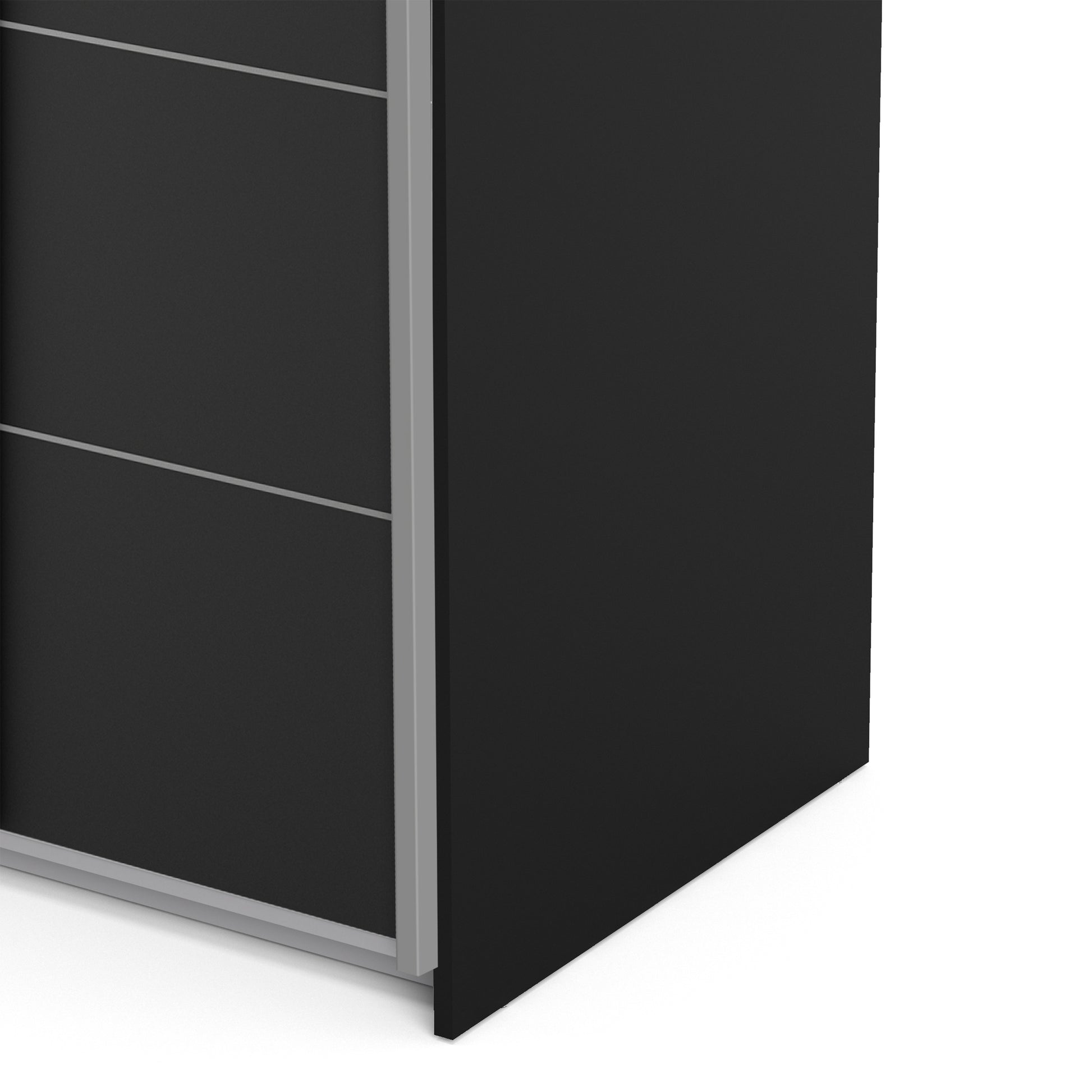 Verona Sliding Wardrobe 120cm Matt Black + Matt Black Door 2or5 Shelves - FURNITURE CURLS