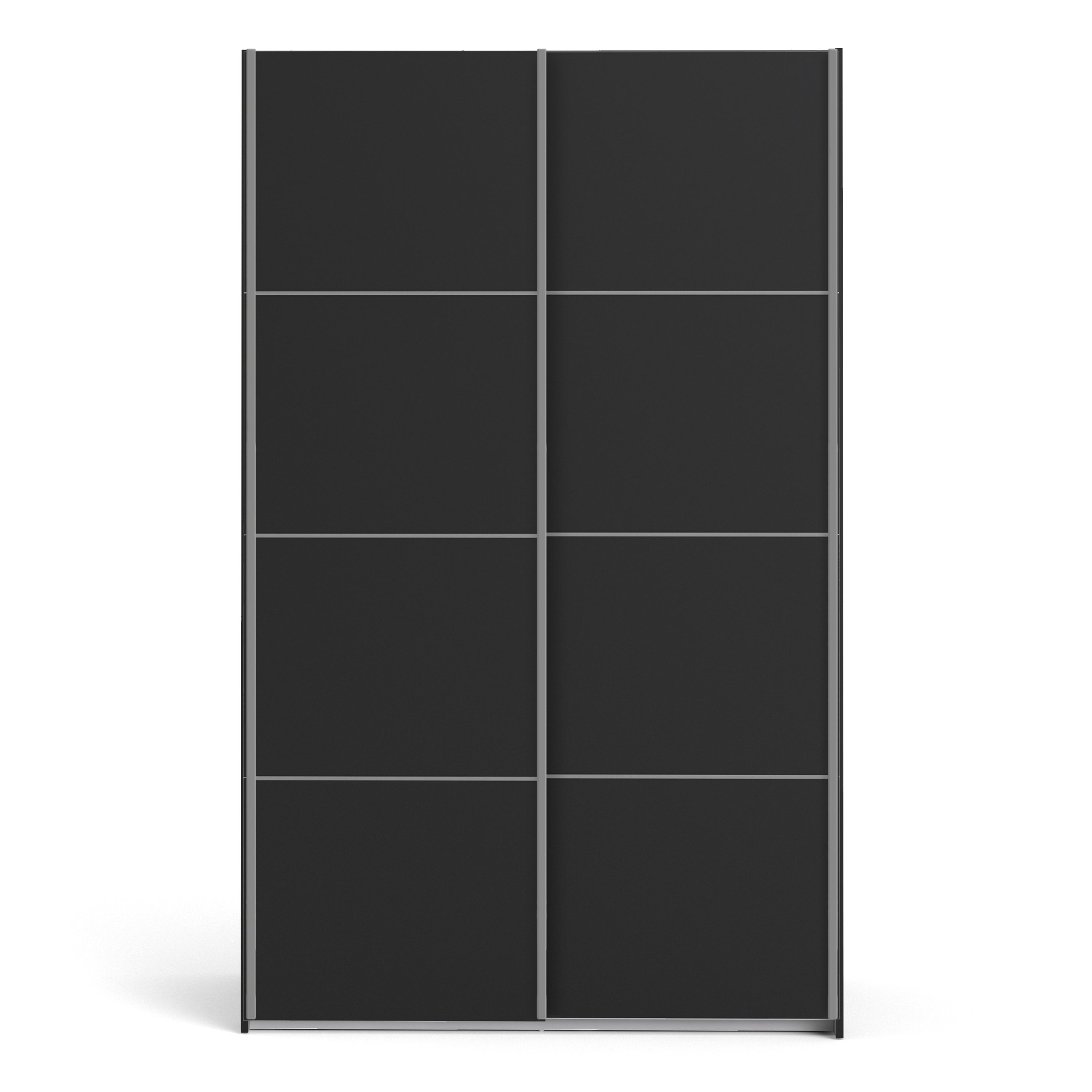 Verona Sliding Wardrobe 120cm Matt Black + Matt Black Door 2or5 Shelves - FURNITURE CURLS